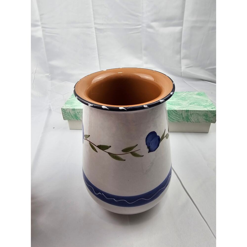 FURIO HOME "LA SPEZIA" VASE 7-5/8" TALL MADE IN ITALY SUNFLOWERS WHITE UTENSIL